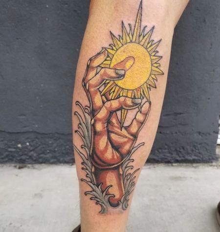 Tattoos - Cody Cook Hand and Sun - 144521